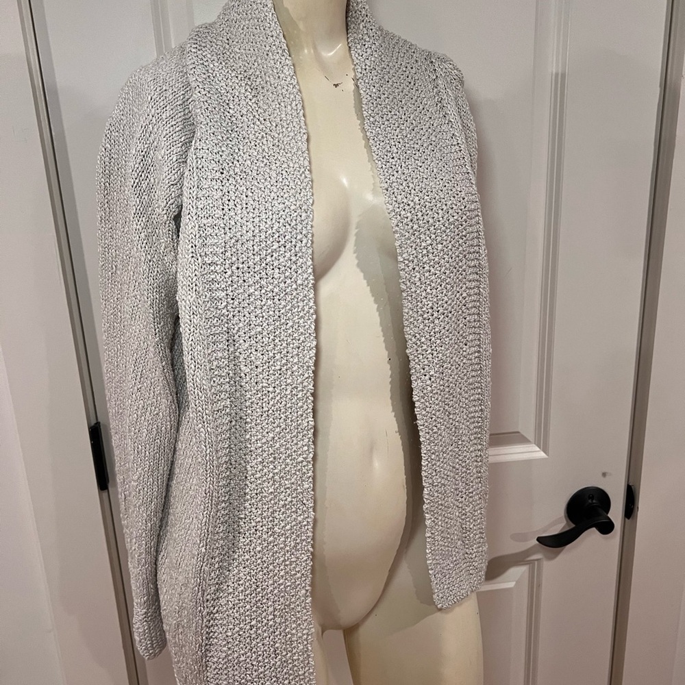 Margaret O’Leary metallic gray open front cardigan size small